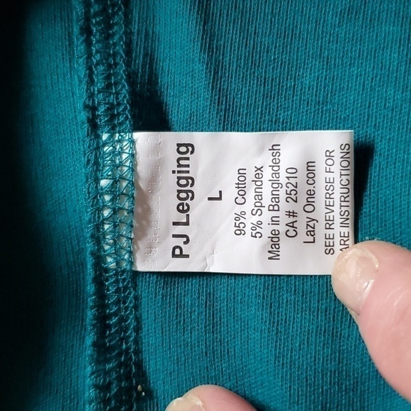 Lazy One Sporty Bear PJ Leggings L Cotton Turquoise Grey - Picture 5 of 15